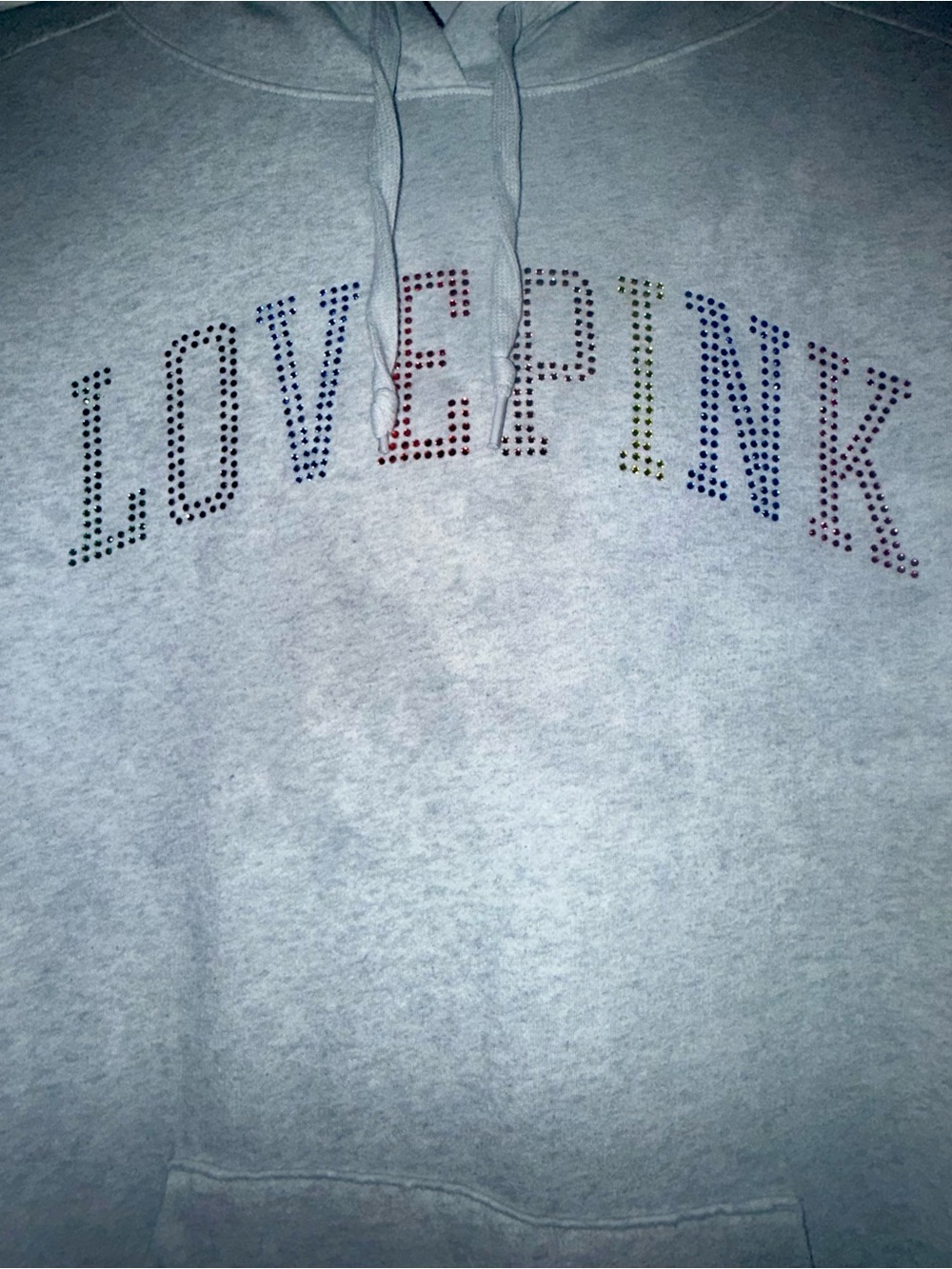 PINK by Victoria's Secret Gray Hoodie | Rainbow Rhinestone Logo Sweatshirt - Picture 2 of 4